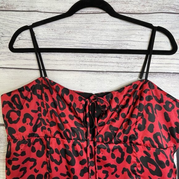 Lulu’s‎ Y2K Slip Dress Size XL Satin Animal Print Red NWT - Picture 3 of 15